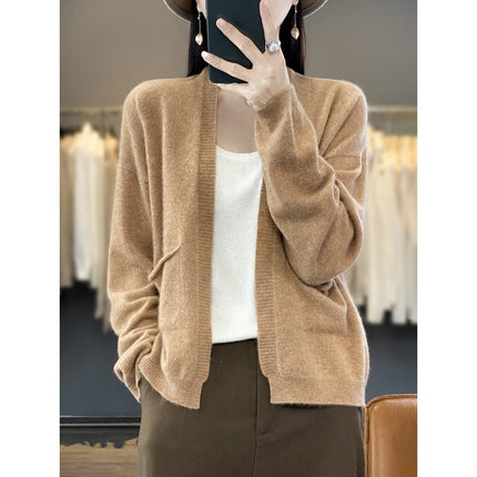 Solid Color Cardigan Women's Loose Knitwear Spring & Fall New Versatile Outwear Short Shawl Long-sleeved Slim Outer Top