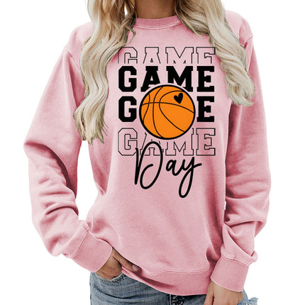 Game day printed round neck women's top vests foreign trade supply autumn and winter coat casual loose European size cross-border