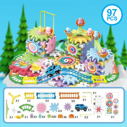 Variety of Electric Building Blocks DIY Gear Rotating Building Blocks Rail Car Kidsren's Educational Early Education Assembled Large Particle Toys