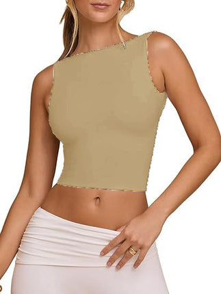 Cross-Border European and American Style Vests Amazon Hot Girls Outer Vests Sleeveless Backless Suspenders Milk Silk Tops Tight