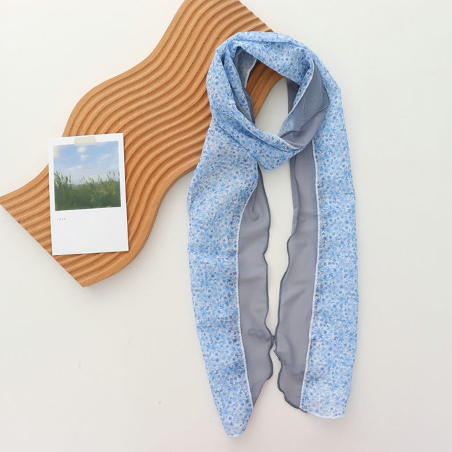 Korean Style New Mint Green Silk Scarf for Women Spring and Summer Thin Style High-End Korean Style Narrow Thin Scarf Scarf