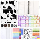 A6 ledger leopard print - milk (shell only) + [new] A6 cash budget card (12 pieces) + 8 receipt bags + 2 English transparent stickers + A6 separator pages