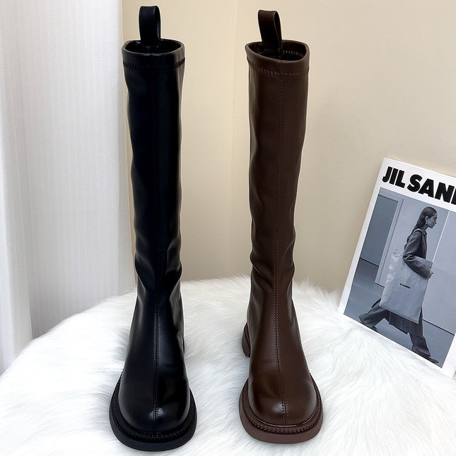 Yang Mi's New Knight Boots, Women's 2025 New Autumn and Winter Flats High Boots, Slim Boots, Over-The-Knee Boots