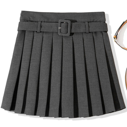 B2125 2025 Autumn Women's New Fashion College Style Pleated Skirt Security Pants Half Skirt with Belt