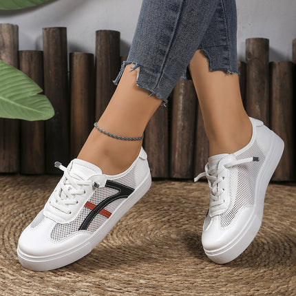 Foreign Trade White Shoes for Women 2025 Spring and Summer New Casual Flats Mesh Panel Shoes Women's Sports Shoes Lazy Shoes