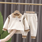 Creamy-white KKM bear fake two-piece sweater suit / 73cm