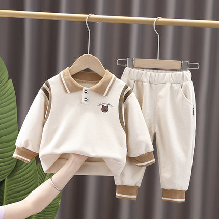 Children's Clothing Boys' Spring and Autumn Outfit Set 2025 New Stylish Toddler Autumn Long-Sleeve Baby Sweatshirt Two-Piece Set