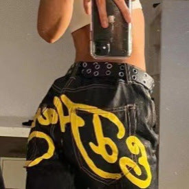 European and American Hip Hop Fashion Brand Summer Casual All-match Slim Look Straight Loose Wide Leg Women's American Style Hot Girl Jeans Micro-elastic