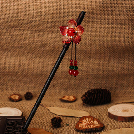 New Year Red Festive Chinese Style Hairpin Palace Style Tassel Walking Hair Hairpin Retro Hanfu Ancient Dress Cheongsam Hair Accessories Women