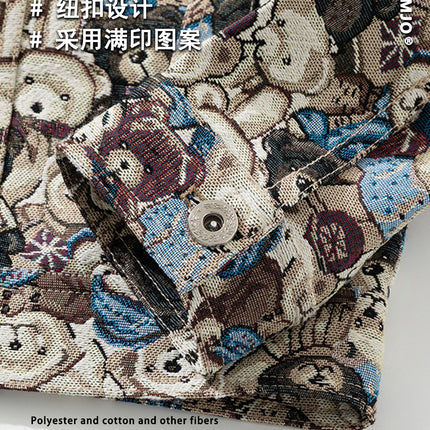 Ola's New Autum Style Uses All-Over Printed Pattern Lapel Cardigan Niche Design Trendyy Handsome Chic Unique Jacket