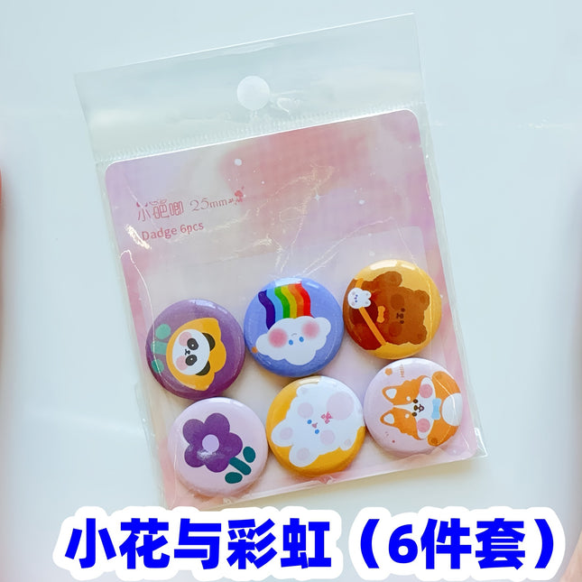 25mm Original Cartoon Vintage-Style Mini Badge for Journal Decoration, Cute and Adorable Girly Pin