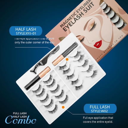 Wholesale magnetic eyeliner false eyelashes magnet false eyelashes 3D three-dimensional net red magnetic false eyelashes 3 pairs of suit