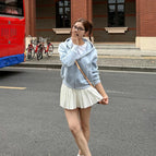 Milk blue 028 double-ended zipper back panel patchwork sweatshirt (thin spring and autumn style) / S