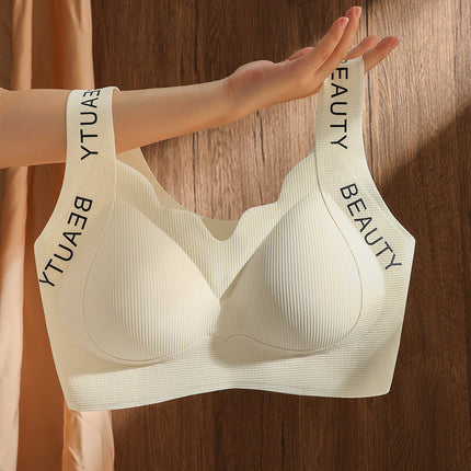 Big Chest Shown Small No-mark This Year of Life Red Wedding Full Cup Gathering Underwear Gathering Parammary Anti-sagging No-rims Bra