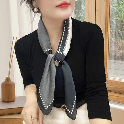 Spring and Summer 70cm Small Square Scarf Women's Autumn and Winter New Foreign Style Fashion All-match Shake Tone Same Scarf Scarf