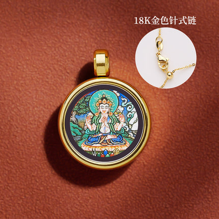 Thangka Xizang Hand Rope Hand-woven Ethnic Style Bracelet Five-way God of Wealth Green Mother Wen Zhu Thangka Bracelet