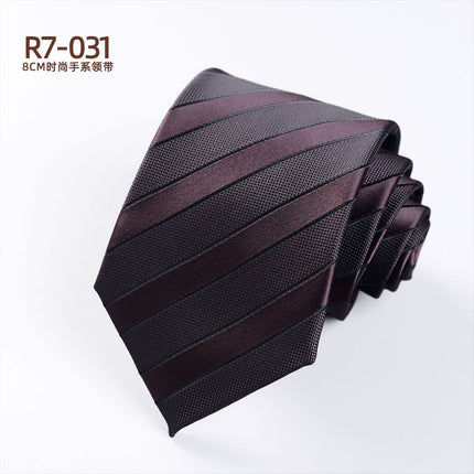 Korean-style British Business Dress Brown Green Suit Shirt Accessories All-match Retro Hand-Style 8cm Striped Tie for Men