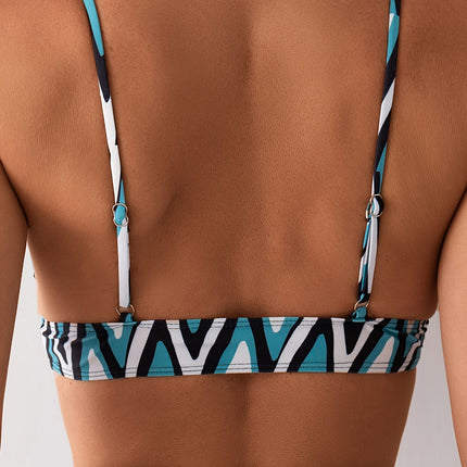New European and American Backless V-neck Split Bikini Swimsuit Women Sexy BIKINI Ear Edge Swimsuit