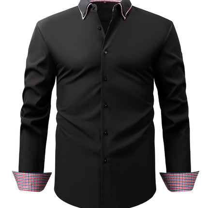 Men's Light Business Casual Shirt Mustard Yellow Square Cross-Border