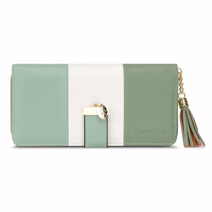 Cross-border Color-matching Women's Long Wallet Creative Leather Color-matching Large Capacity Wallet Mobile Phone Wallet