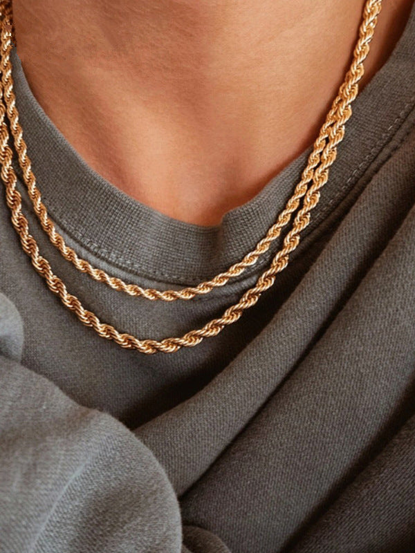 Titanium Steel Twist Chain Necklace DIY Accessories Versatile Non-Fading Jewelry Sweater Chain Neck Chain Stackable Ol Fashion Commuter Style