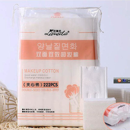 Wholesale Ramila cotton makeup cotton 50 pieces double-sided three-layer non-slag makeup remover cotton thickened 222 pieces