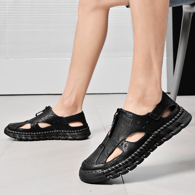 Foreign Trade Hot-Selling Summer New Products Large Size Hand-Stitched Casual Breathable Genuine Leather Toe-Cap Sandals River Shoes Beach Shoes