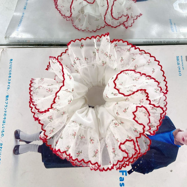 Contrast Color Lace Hair Accessories Fresh Small Floral Hair Band Sweet and Cute Ins Hair Rope Red Edge White Headdress
