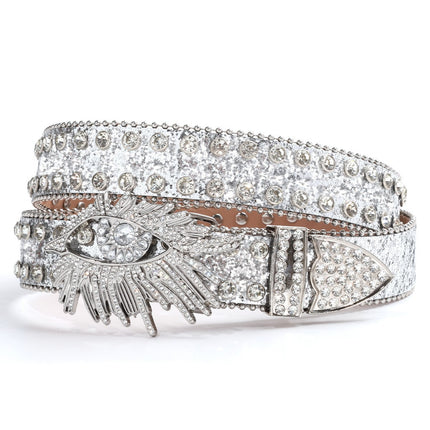 Cross-border rhinestone eye wide belt women inlaid rhinestone flash hip-hop punk personality fashion non-mainstream wholesale