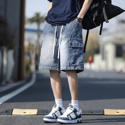 Men's Summer New American-Style Loose Straight Denim Shorts Cargo Pants Mid-Length Shorts