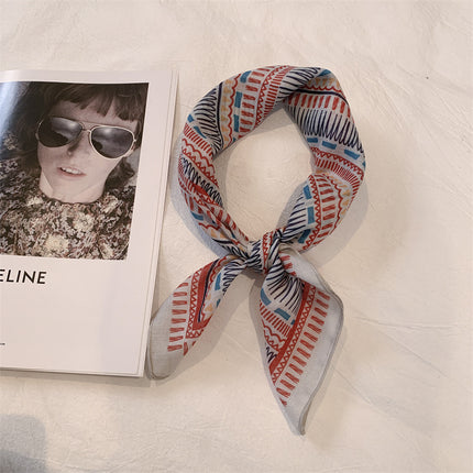 White Color Silk Scarf Printed High-grade All-match Accessories Neck Women's 2025 New Headband Tie Long Scarf