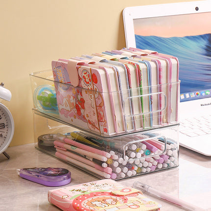 Transparent PET Storage Box Household Desktop Finishing Stackable Storage Basket Acrylic Desktop Storage Box Grocery Basket