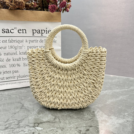 Straw Bag Handwoven Bag Women's 2025 Seaside Vacation Outdoor Daily Beach Handbag Tote Bag