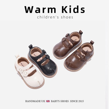Genuine Leather Girls' Small Leather Shoes 2025 Spring and Autumn Round-Toe Princess White Soft-Soled Toddler Shoes for Girls and Children