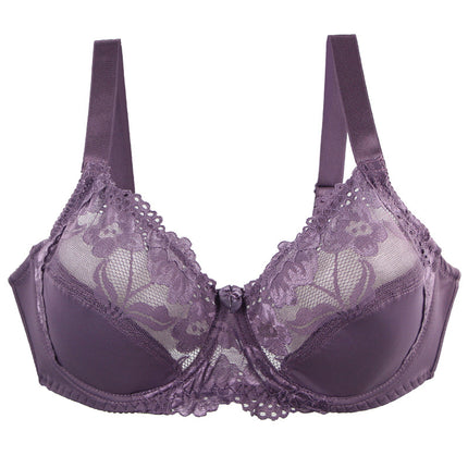 European and American plus size bra lace push up steel ring underwear cross-border adjustable big chest small breast bra