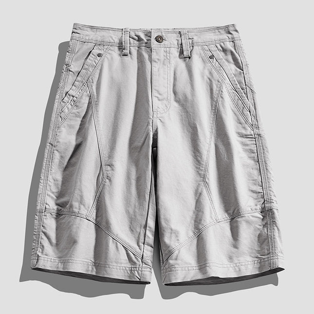 Pure Cotton Tooling Shorts Men's Summer Japanese Tooling Sports Fashion All-match Solid Color Stitching Six-point Casual Shorts