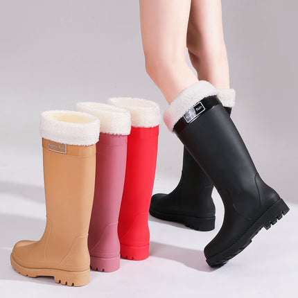 New Fashionable Women's Shoes, Extra High Women's Outer Wear Rainforest Hiking Wading Shoes, Heightening Waterproof Women's Water Shoes, Rubber Shoes and Overshoes