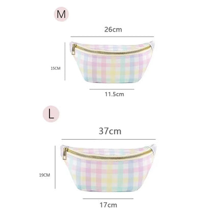 Cross-border Hot New Rainbow Plaid Waist Bag Nylon Waterproof Women Crossbody Bag Travel Outdoor Sports Chest Bag