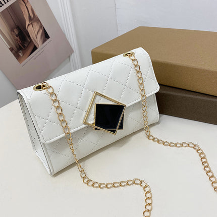 Women's Bag 2025 New Model Square Lock Chain Embroidered Small Square Bag Small Bag Fashion Style Mobile Phone Bag Cross-Border