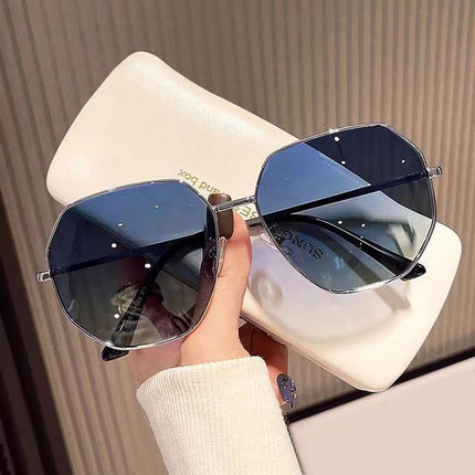 Metal Polygonal Anti-Uv Sunglasses for Men and Women, Fashionable and Versatile, Travel Photography, Sun Protection Glasses