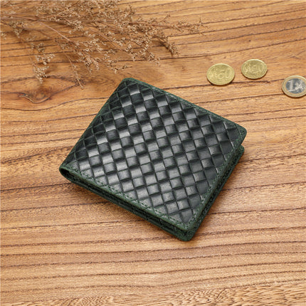 Men's Retro Crazy Horse Top Layer Cowhide Short Wallet Youth Genuine Leather Driver's License Wallet for Boyfriend Dad Gift