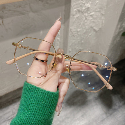 Photochromic Myopia Glasses for Women Can Be Equipped with Prescription Anti-Blue Light Eye Protection Plain Gold Wire Glasses Frame Korean Style Women's Glasses