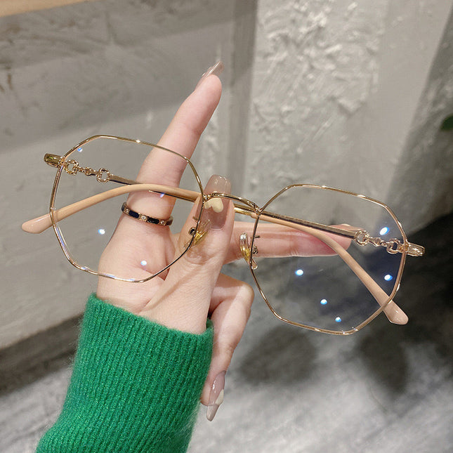Photochromic Myopia Glasses for Women Can Be Equipped with Prescription Anti-Blue Light Eye Protection Plain Gold Wire Glasses Frame Korean Style Women's Glasses