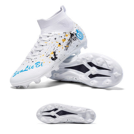 Cross-Border High-Top Football Shoes Broken Nails Ag Long Spike Sneakers for Adults, Kidsren and Students, Artificial Turf Sports Training Shoes for Men