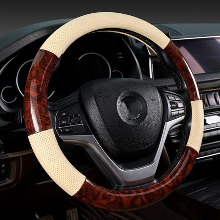 Cross-border foreign trade generation leather steering wheel cover perforated breathable handle cover four seasons universal round/D-shaped cover tpe