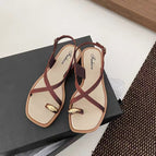 Square toe-sandal buckle [brown] / 38