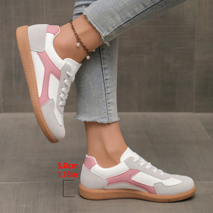 Foreign Trade Large Size 2024 Autum New Flats-Soled Casual Outer Wear Non-Slip Moral Training Shoes Lace-Up Lightweight Sports Shoes for Women