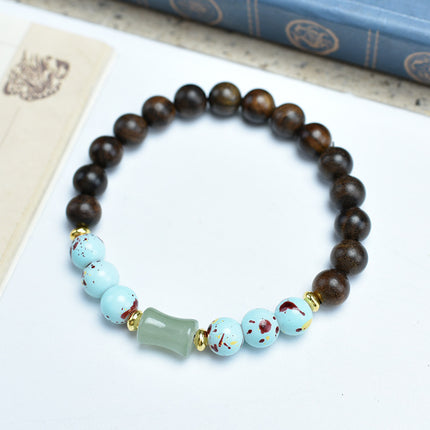 Shen Guibao Chen Xiang 8mm Double Ring Half Bracelet Barrel Bead Bracelet Five Sutra String Beads Niche Wen Play Jewelry Wholesale