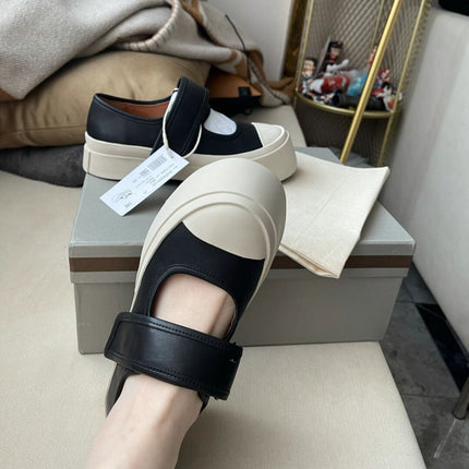 Sheepskin Version ~ Genuine Leather Velcro Thick-Soled Platform Shoes, Ugly and Cute White Shoes, Women's Mary Jane Casual Large-Toe Shoes