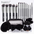 27-piece makeup brush set-14 black and silver